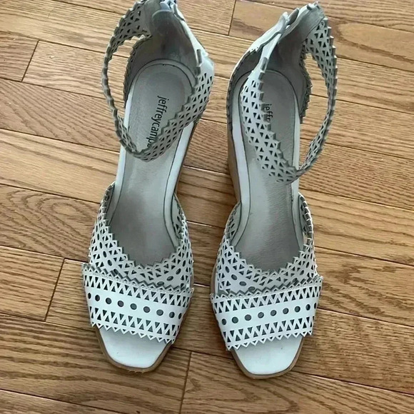 [10]Jeffrey Campbell White Leather Besante St Cut  Out Wedge Sandal - Picture 5 of 9